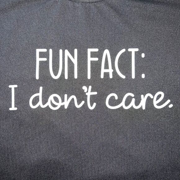 Womens T Shirt Fun Fact I Don't Care Short Sleeve Crew Neck Casual Funny Black - Picture 3 of 5
